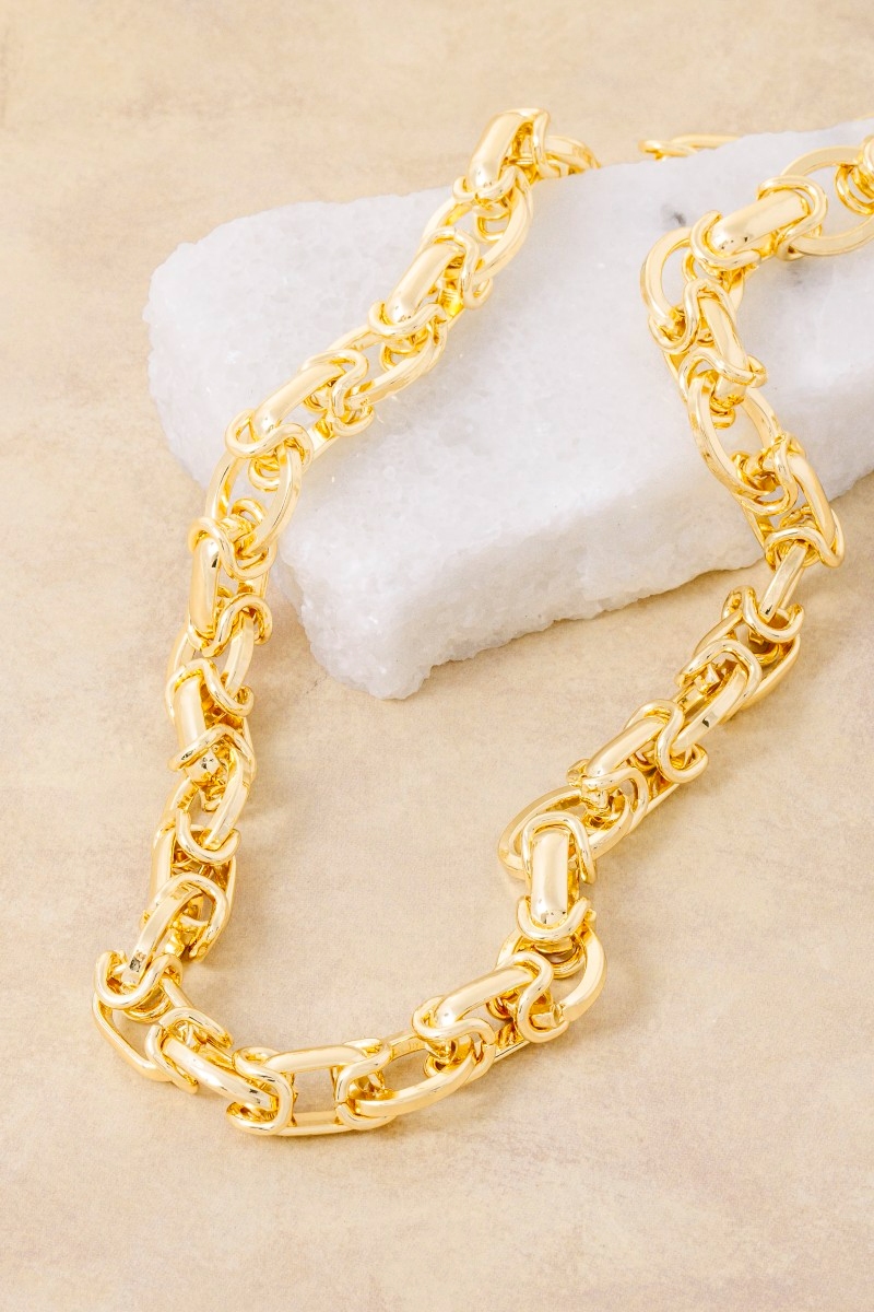 Gold Dipped Intricate Chain Link Necklace