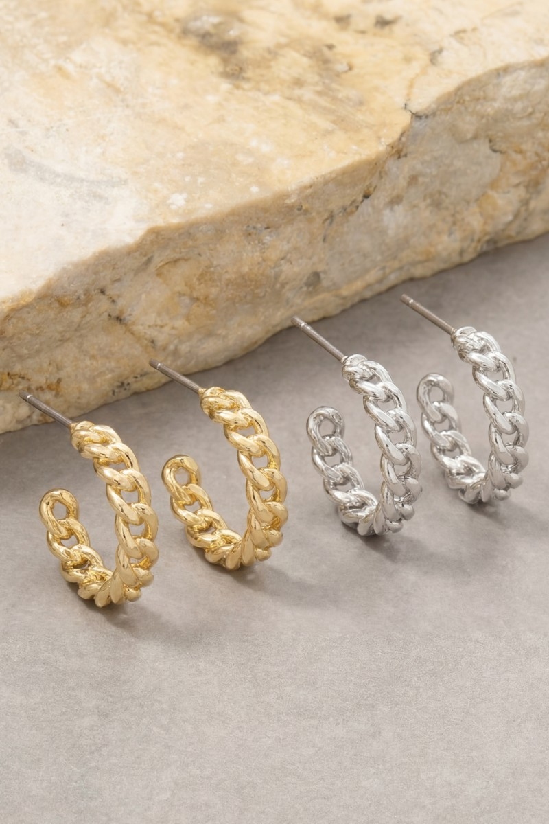 Gold Dipped Dainty Chain Hoop Earrings