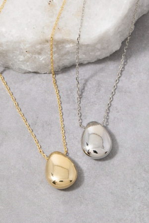 Gold Dipped Solid Teardrop Pendant Necklace