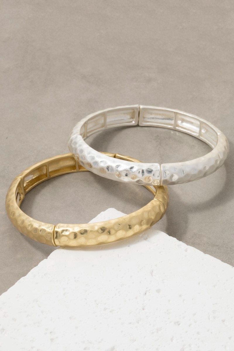 Hammered Texture Stretch Bangle Bracelet