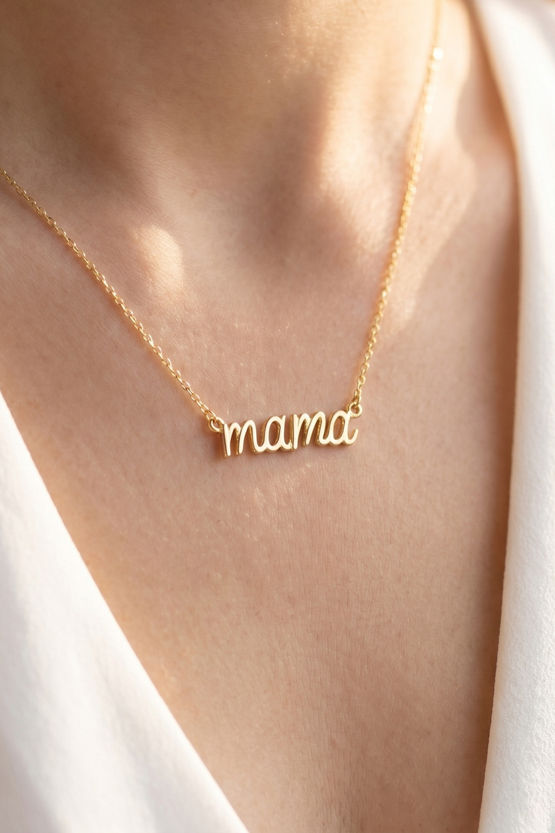 Mama Script Pendant Letter Necklace