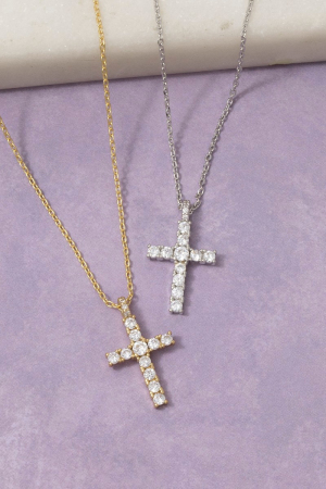 Cz Pavé Cross Pendant Necklace