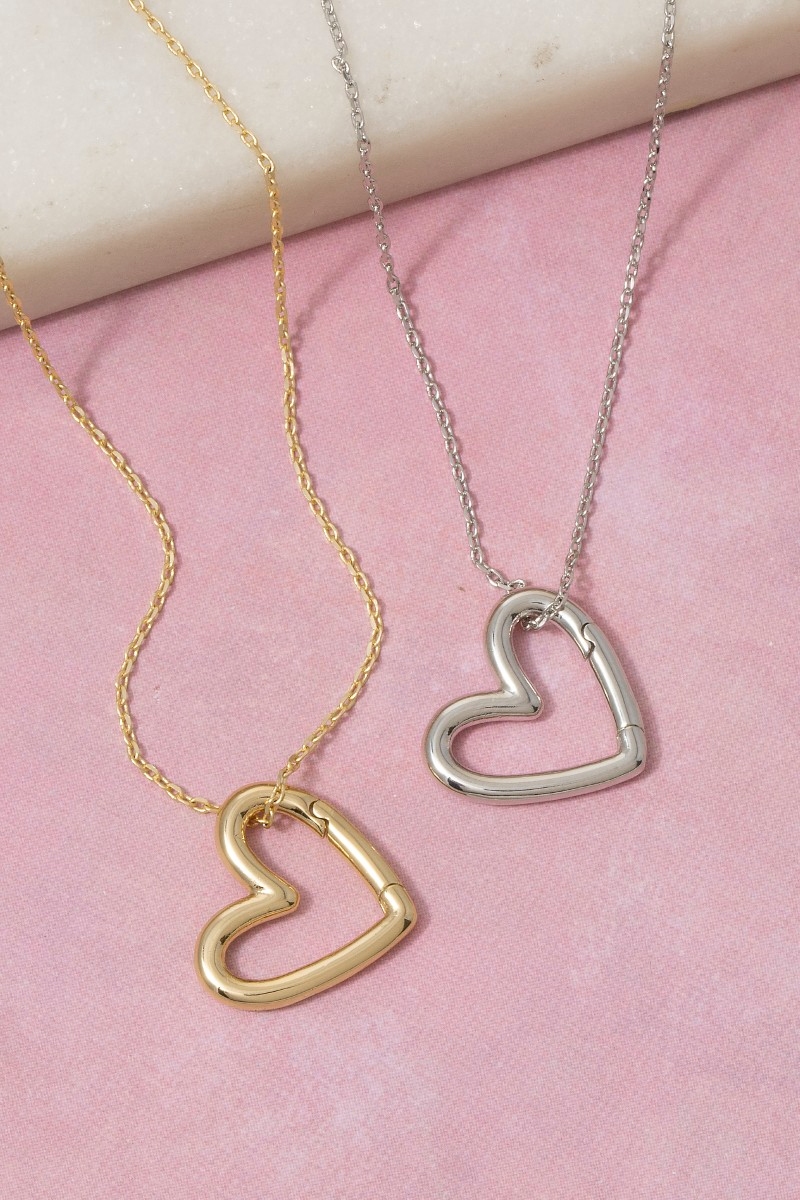 Open Heart Carabiner Pendant Necklace