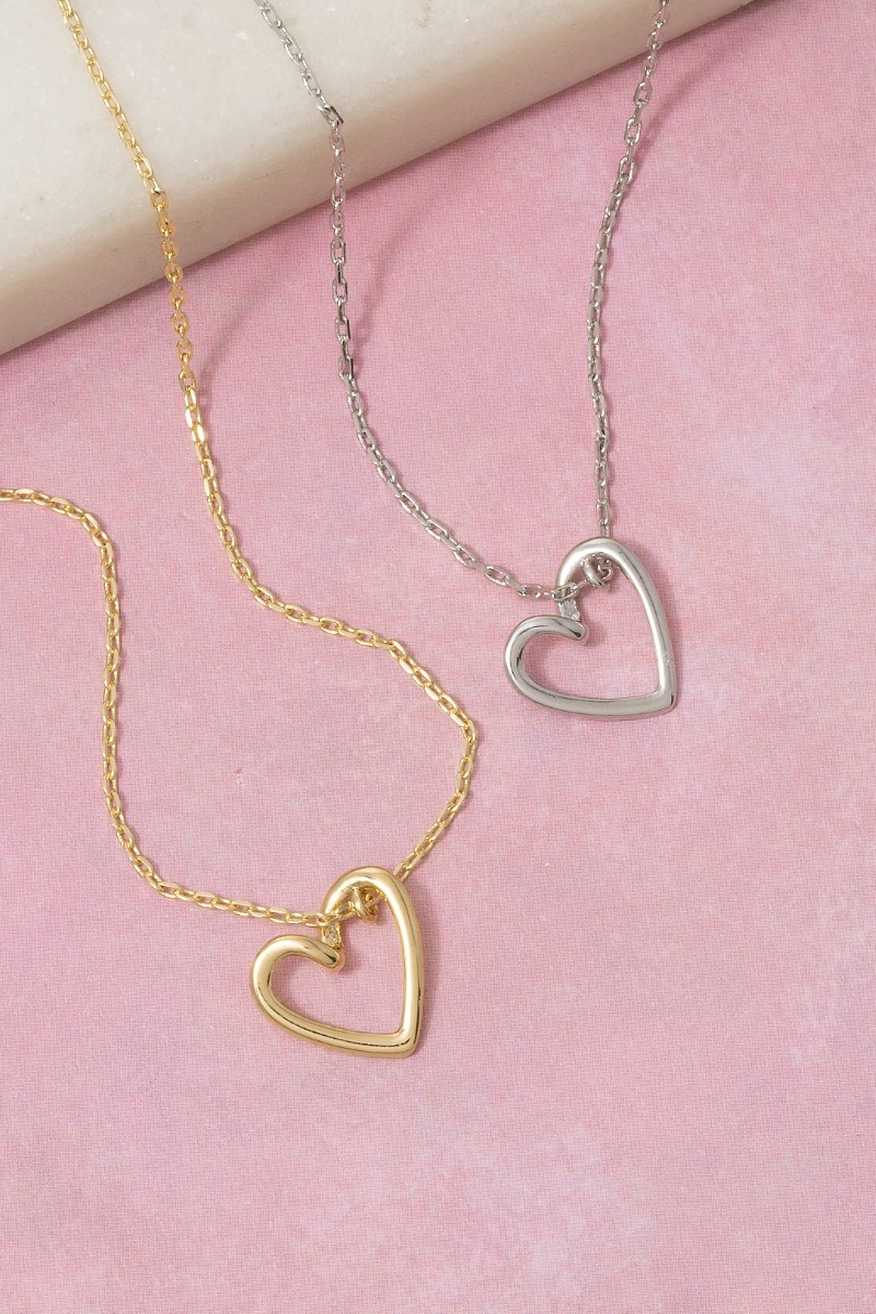 Small Open Heart Pendant Necklace