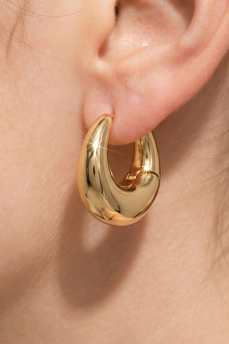 Gold Dipped Chunky Dome Huggie Hoop Earrings