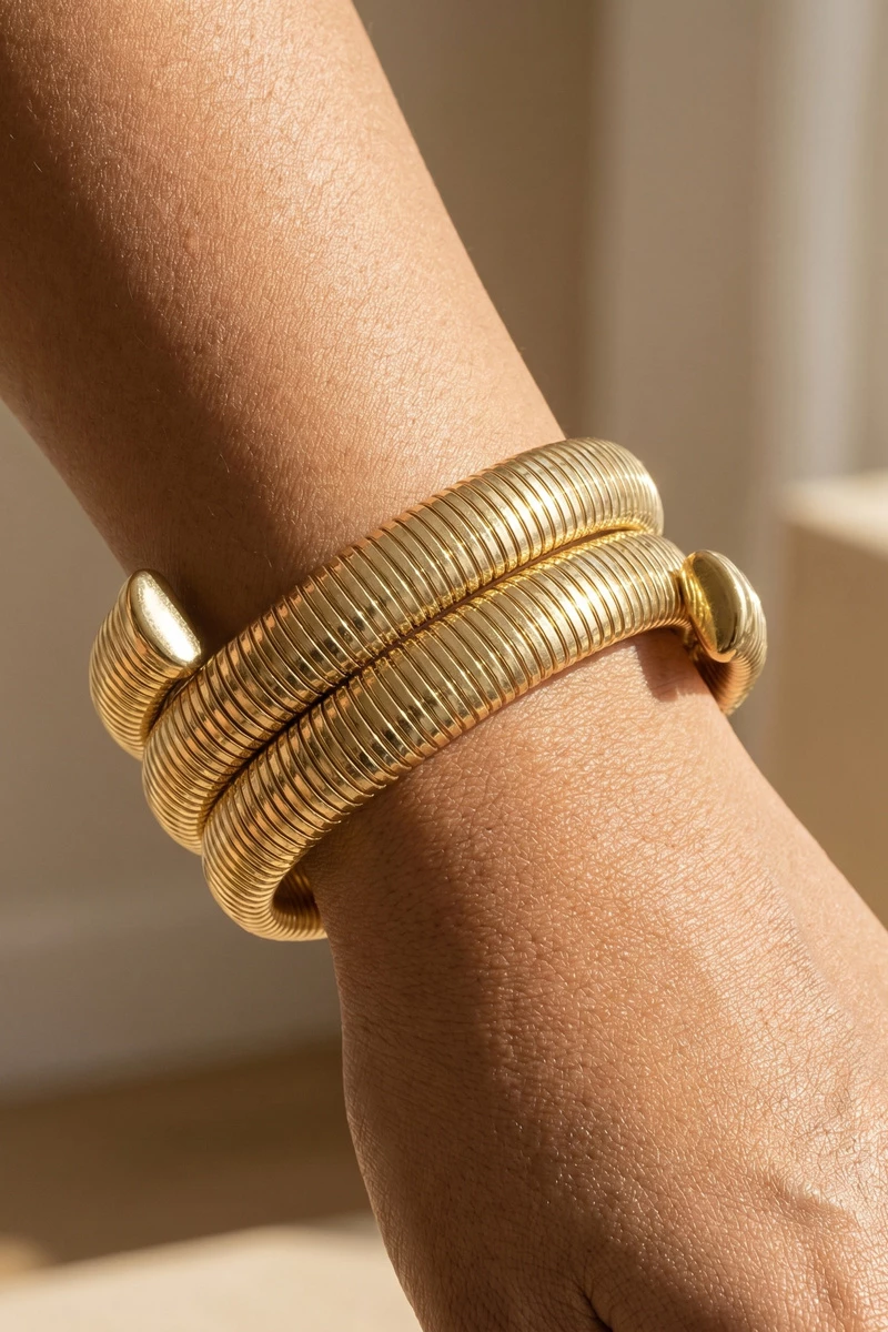 Triple Row Coil Wrap Tube Bracelet