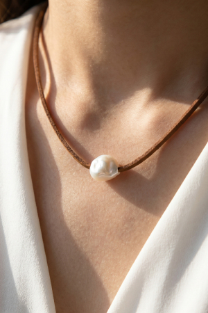 Gold Dipped Cord Freshwater Pearl Necklace