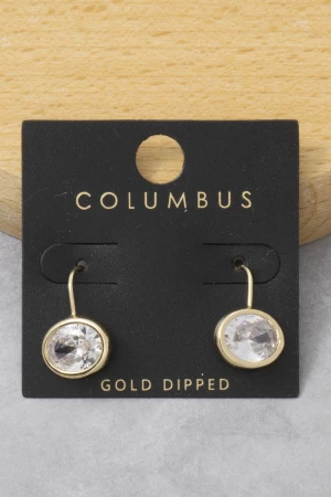 East West Oval Cz Bezel Drop Earrings