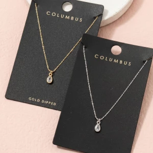 Dainty Bezel Cz Teardrop Pendant Necklace