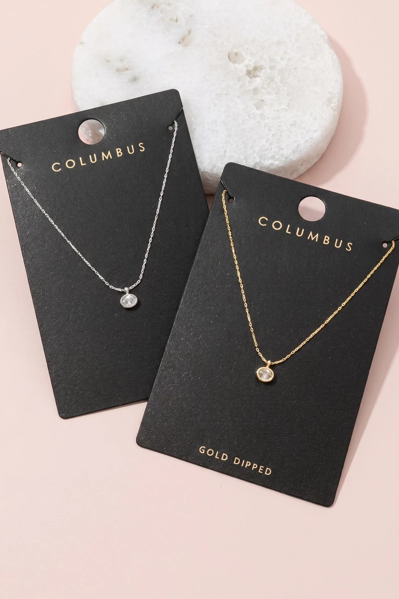 Dainty Oval Bezel Cz Pendant Necklace