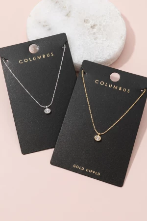 Dainty Oval Bezel Cz Pendant Necklace