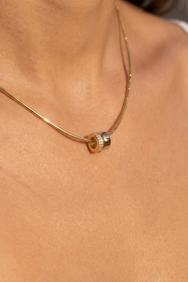 Pave Cz Slider Omega Collar Necklace