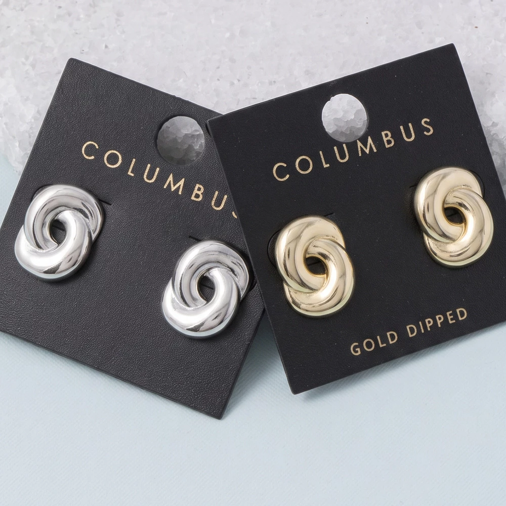 Gold Dipped Interlocking Knot Stud Earrings