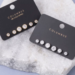 18K Gold Dipped Graduated Cz Stud Earring Set