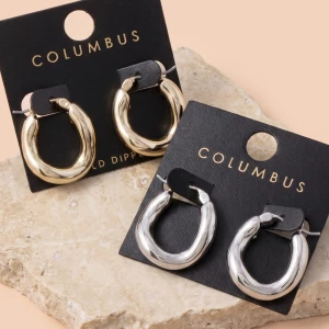 Gold Dipped Chunky Oval Tube Hoop Earrings