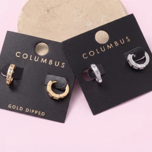 Gold Dipped Baguette Cz Bezel Huggie Earrings