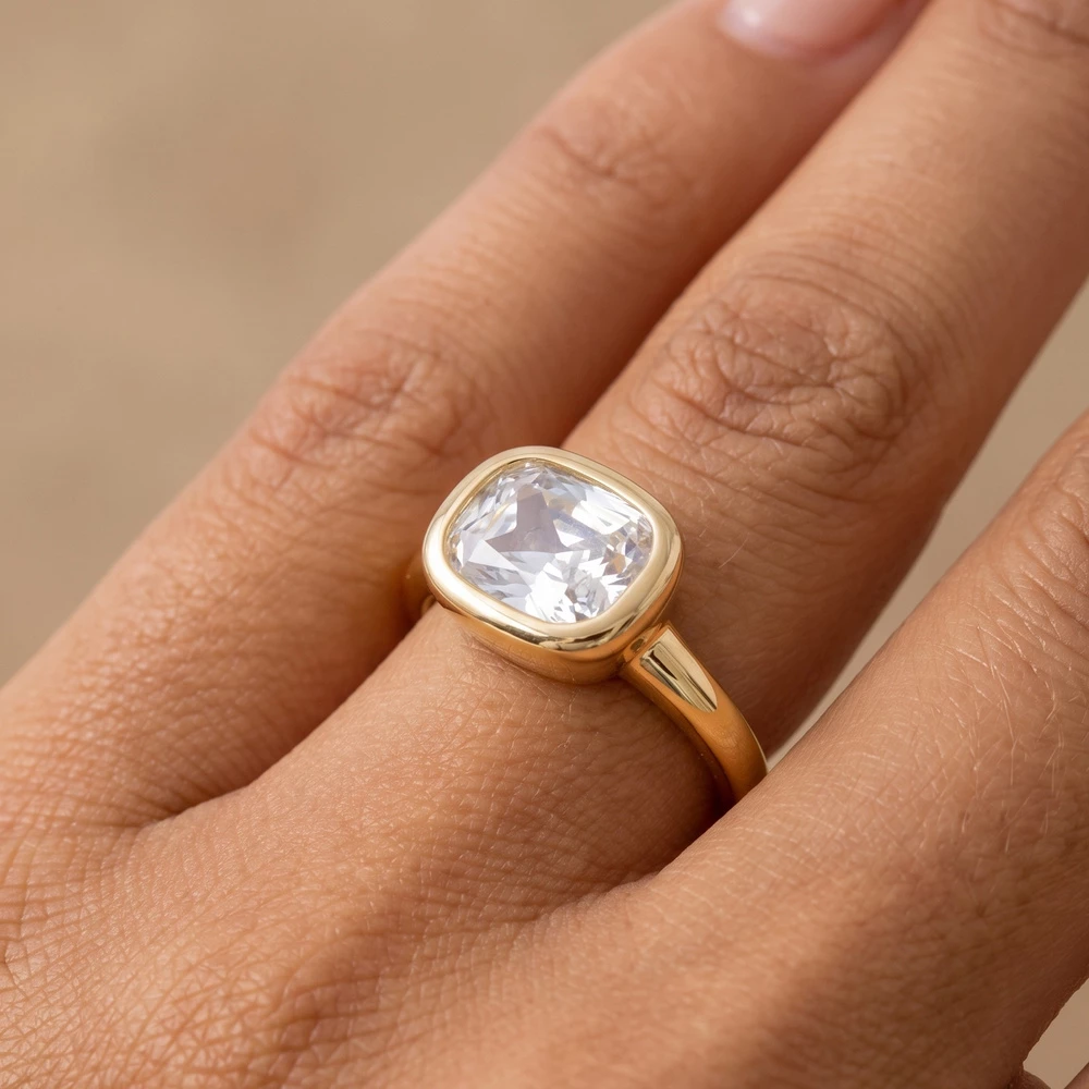 Gold Dipped Bezel Set Cz East West Ring