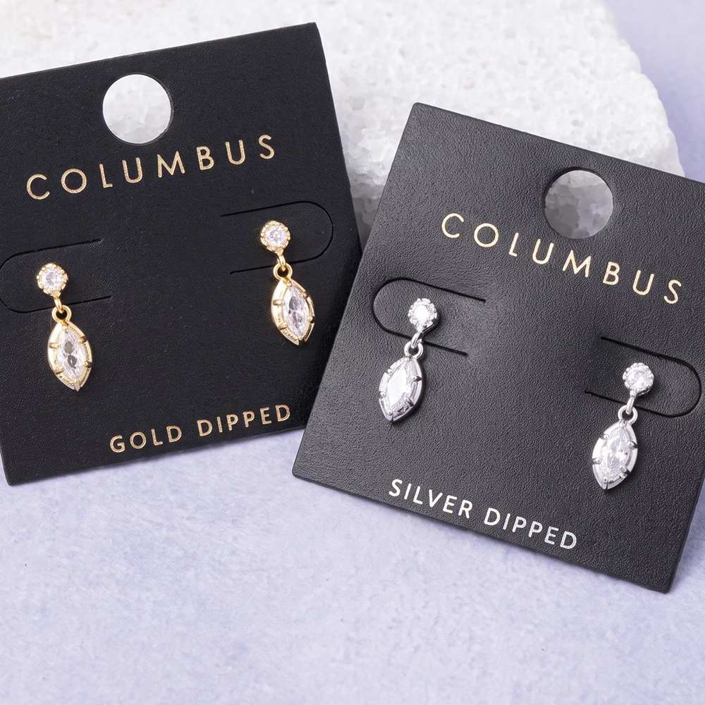 Round Cz Stud With Marquise Cz Drop Earrings