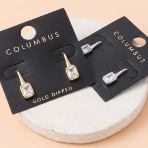 Step Cut Cz Solitaire Hook Drop Earrings