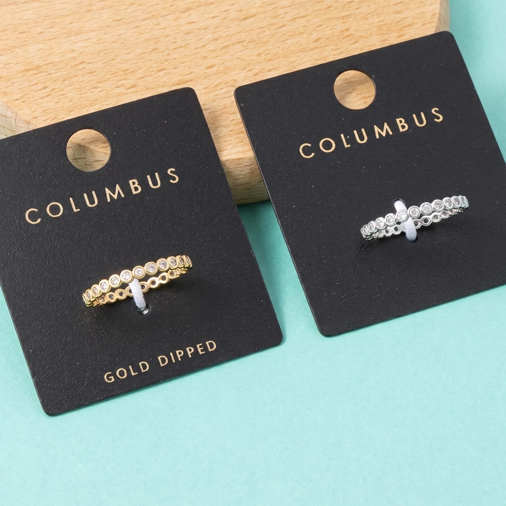 Gold Dipped Dainty Bezel Cz Eternity Band Ring