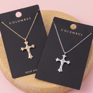 Ornate Cz Cross Pendant Necklace