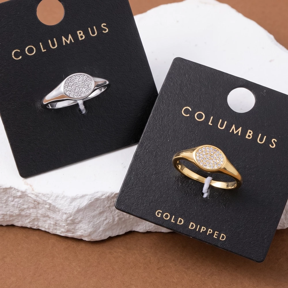 Gold Dipped Pave Cz Oval Signet Ring