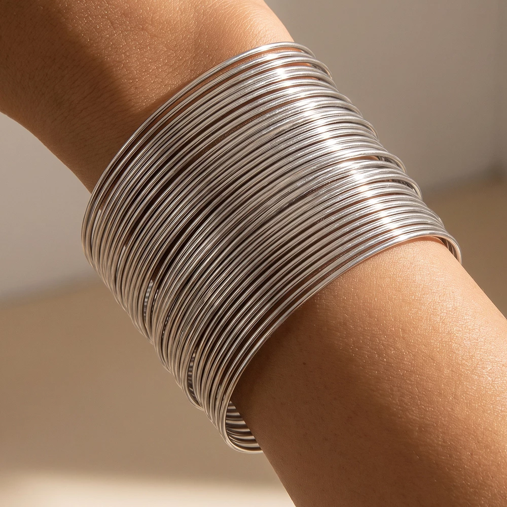 Gold Dipped Thin Stacked Bangle Bracelet Set