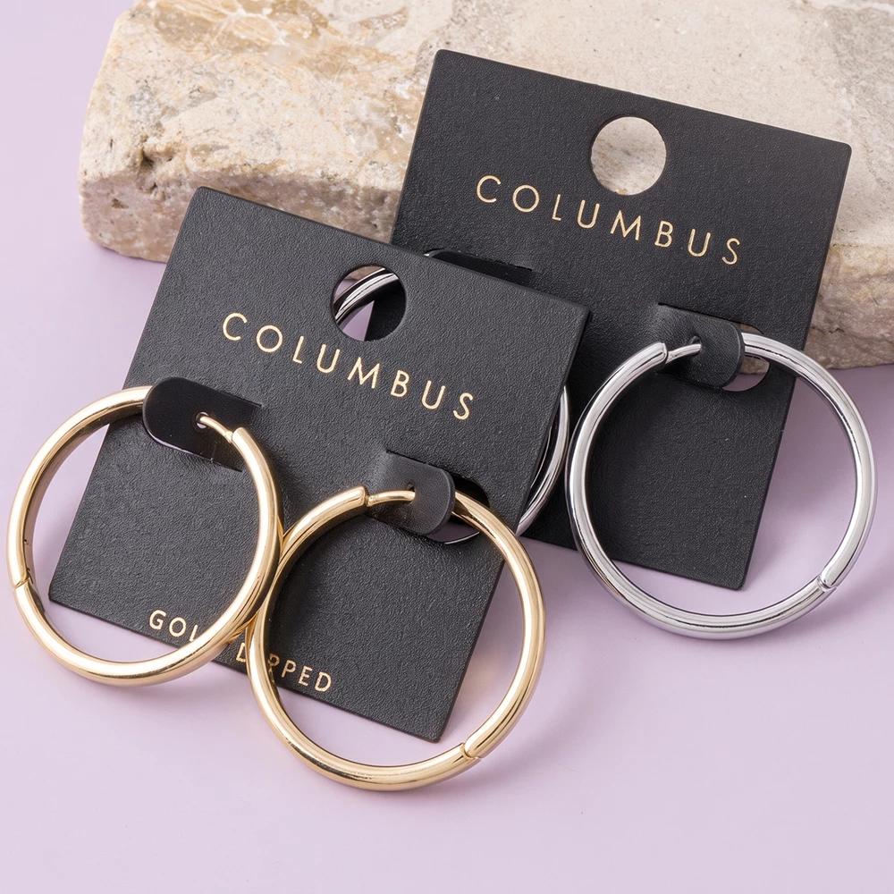 Gold Dipped Slim 30Mm Round Hoop Earrings