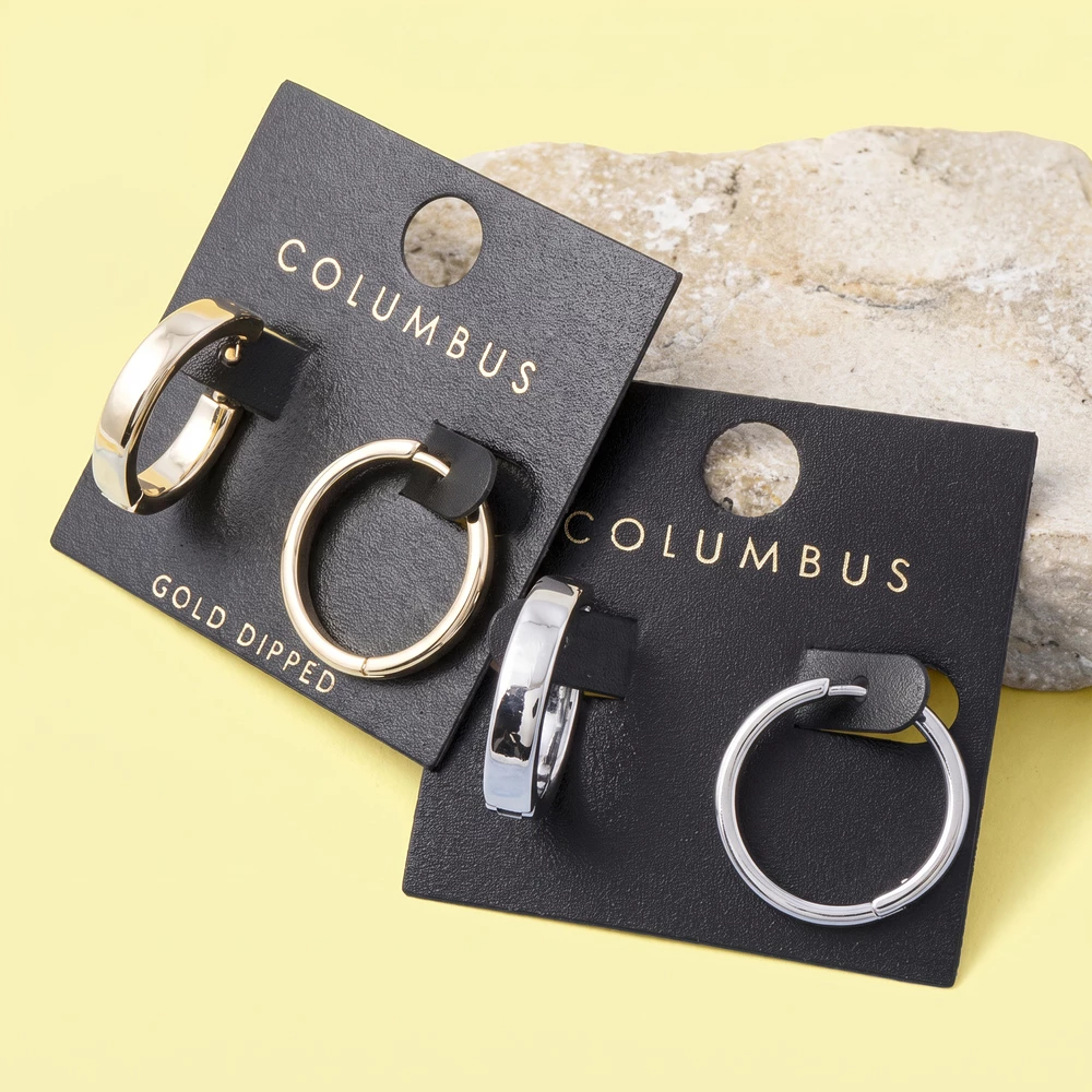 Gold Dipped Wide Polished Hinged Hoop Earrings
