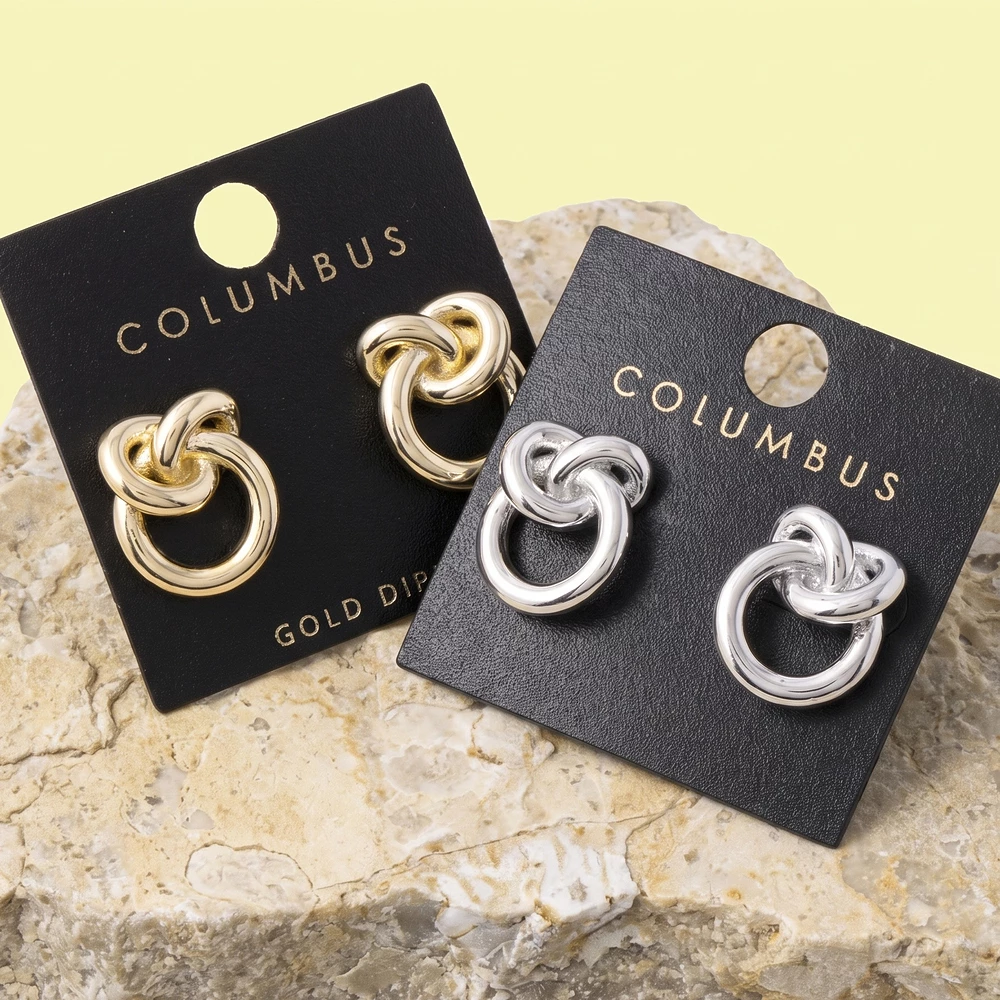 Gold Dipped Twisted Knot Door Knocker Earrings