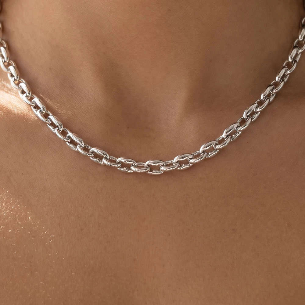 Gold Dipped Chunky Oval Link Chain Necklace