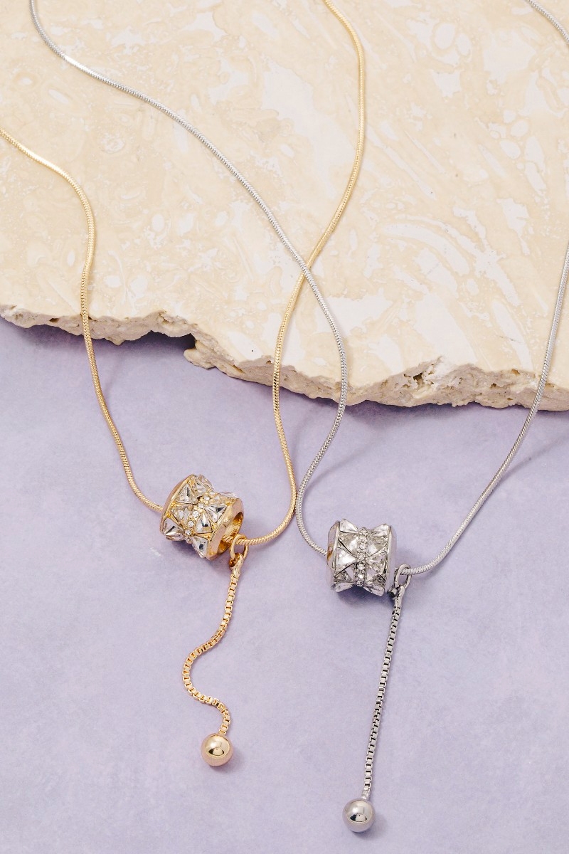 Triangle Gem Studded Hoop Pendant Necklace