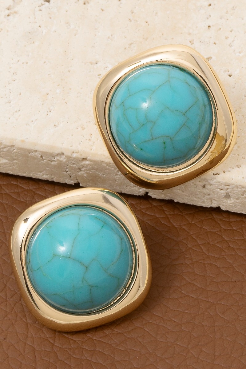 Stone Dome Stud Earrings