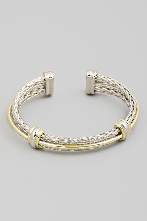 Layered Wheat Chain Cuff Bracelet