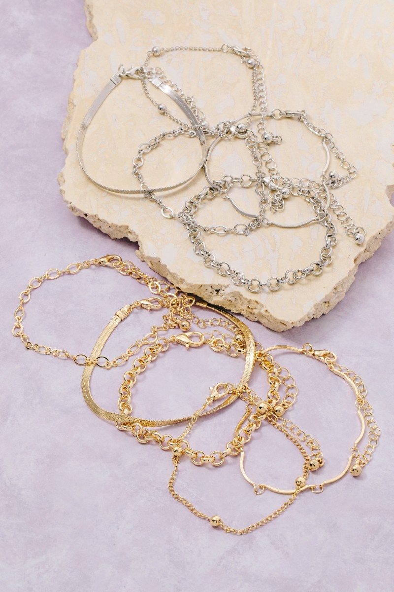 Assorted Metallic Chains Bracelet Set
