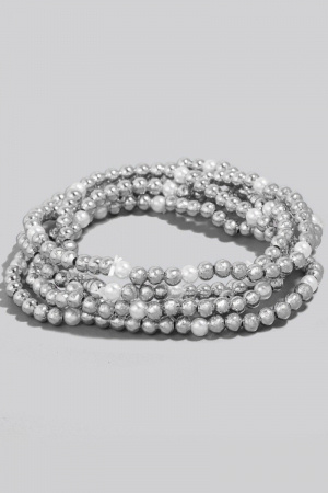 Multi Pearl Ball Beaded Bracelet Set