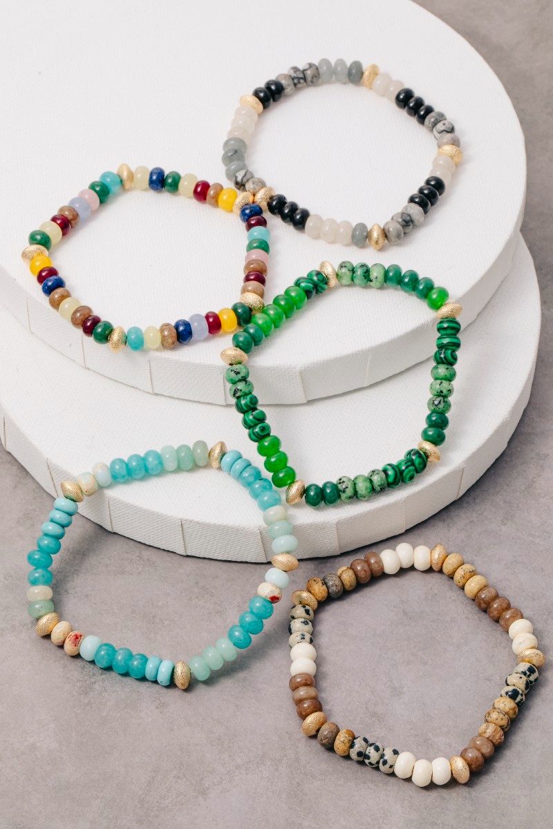 Mixed Semi Precious Stone Beaded Bracelet