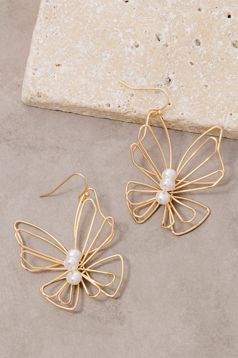 Metallic Wire Butterfly Dangle Earrings