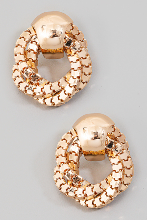 Abstract Square Chain Hoop Door Knocker Earrings