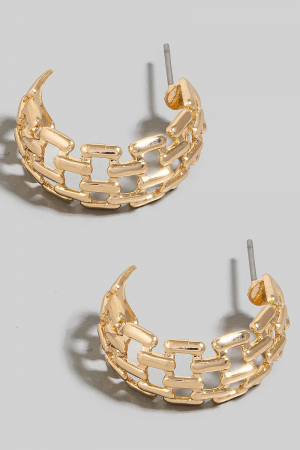 Metallic Solid Chain Hoop Earrings