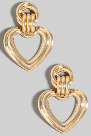 Metallic Heart Door Knocker Earrings