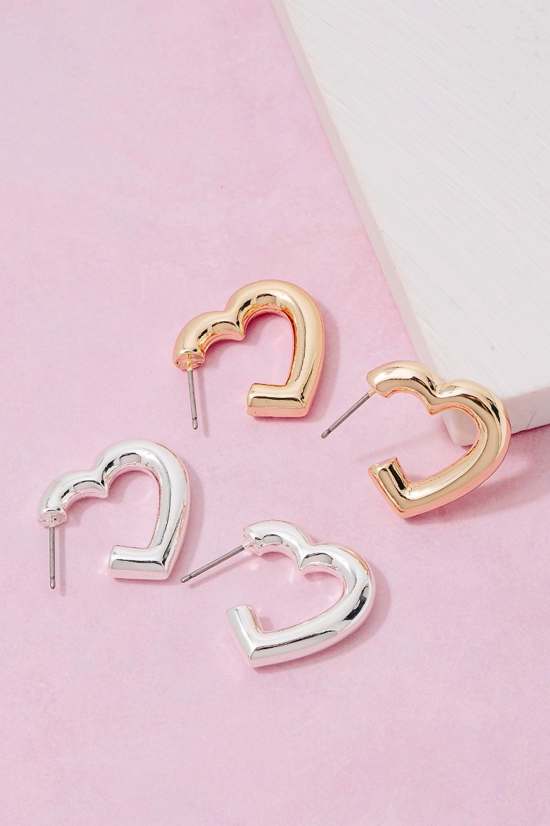 Thick Heart Hoop Earrings