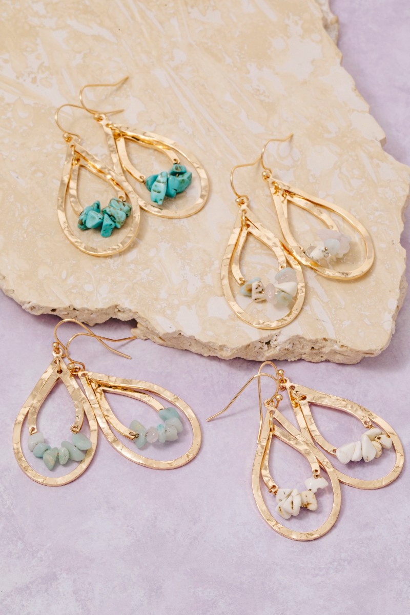 Hammered Layered Teardrop Cutout Earrings