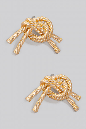 Metallic Tied Rope Knot Stud Earrings