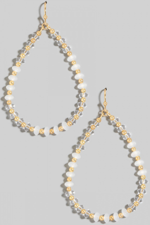 Glass And Metallic Beaded Tear Dangle Earrings