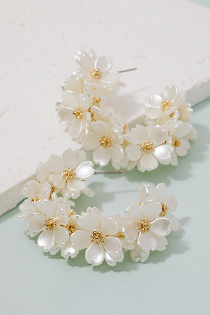 Floral Acrylic Cluster Hoop Earrings