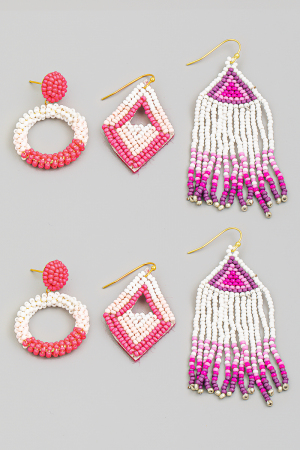 Seed Beaded Earrings Set