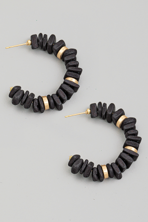 Assorted Stone Bead C Hoop Earrings