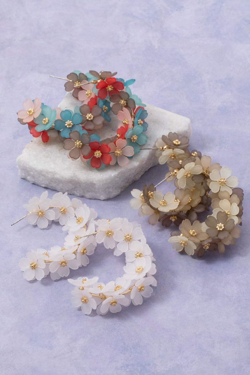 Floral Acrylic Hoop Earrings