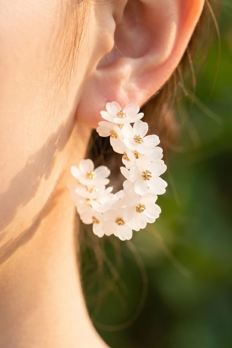 Floral Acrylic Hoop Earrings